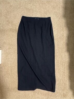 Classic Navy Pinstripe Pencil Skirt - Women's